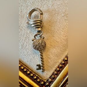 Judith Ripka Silver Key Charm with Rhinestones